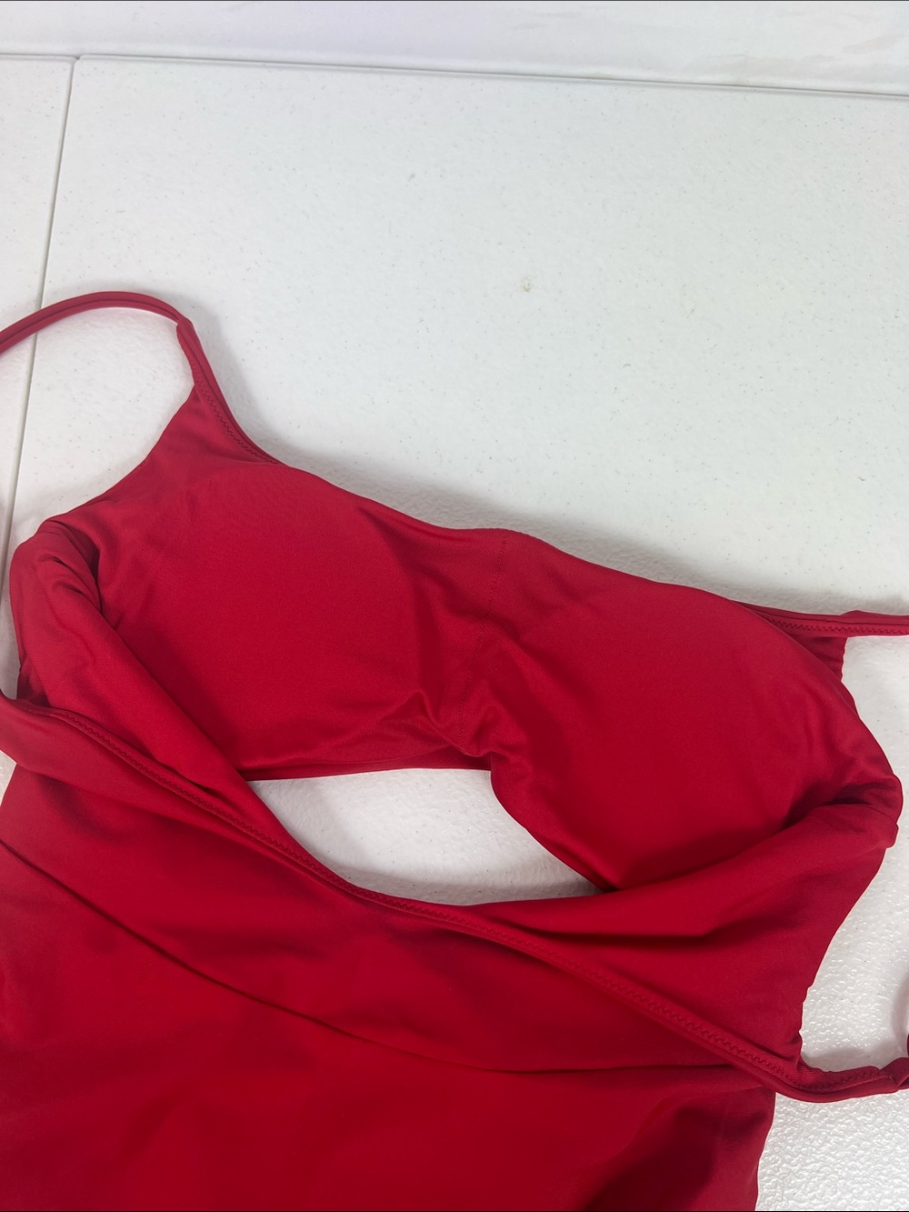 Quince Sz Medium Italian Cut Out One-Piece Swimsuit Cherry Minimalist Summer NWT - Picture 11 of 14